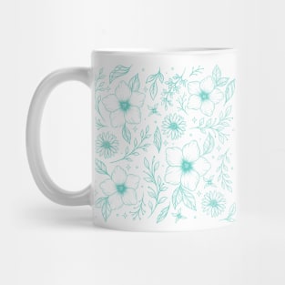 Floral Pattern- Cyan Mug